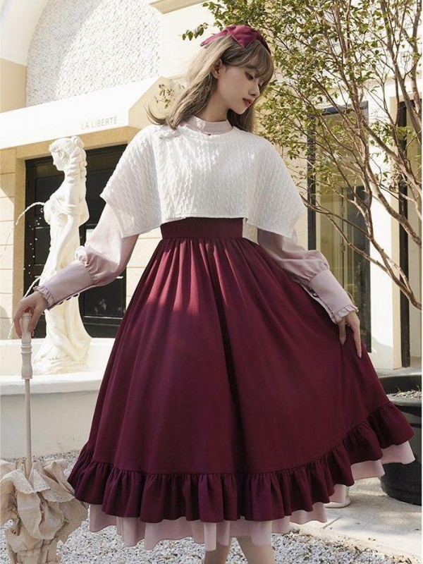 【Christine】~lolita dress~Rose embroidery Tight wait Large skirt~Onepiece