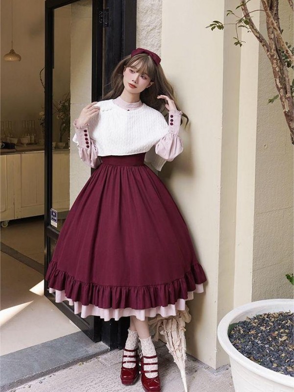 【Christine】~lolita dress~Rose embroidery Tight wait Large skirt~Onepiece
