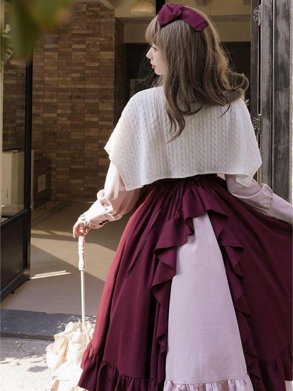 【Christine】~lolita dress~Rose embroidery Tight wait Large skirt~Onepiece