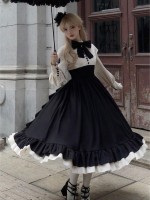 【Christine】~lolita dress~Rose embroidery Tight wait Large skirt~Onepiece