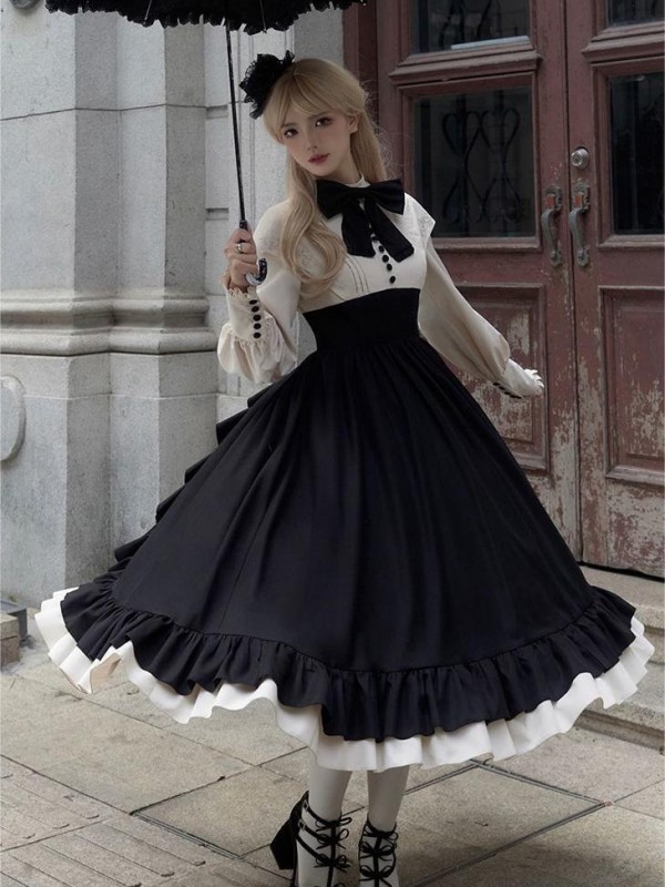 【Christine】~lolita dress~Rose embroidery Tight wait Large skirt~Onepiece
