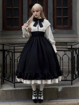 【Christine】~lolita dress~Rose embroidery Tight wait Large skirt~Onepiece