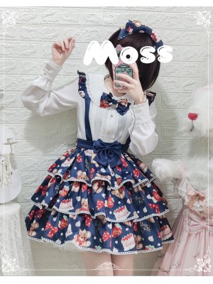 Eieyomi - Strawberry Cake Bear Suspender Skirt