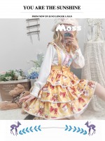 Eieyomi - Strawberry Cake Bear Suspender Skirt Eieyomi - Strawberry Cake Bear Suspender Skirt
