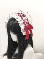 Straberry Floral Patchwork Lace red bow Headband Straberry Floral Patchwork Lace red bow Headband