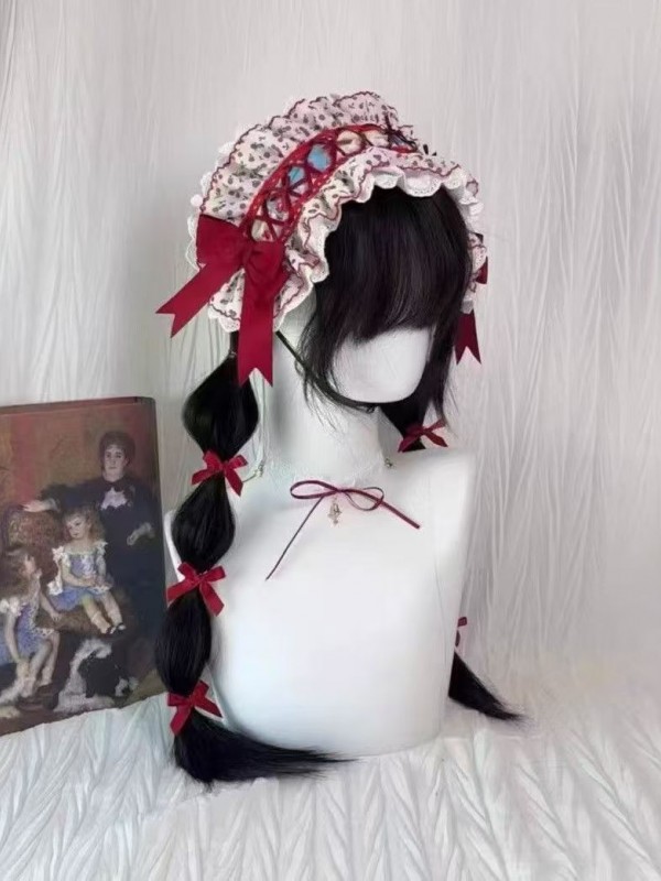 Straberry Floral Patchwork Lace red bow Headband Straberry Floral Patchwork Lace red bow Headband