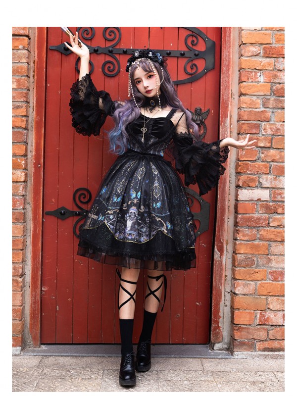 YINGLUOFU - Skull&Butterfly Gothic One-piece YINGLUOFU - Skull&Butterfly Gothic One-piece