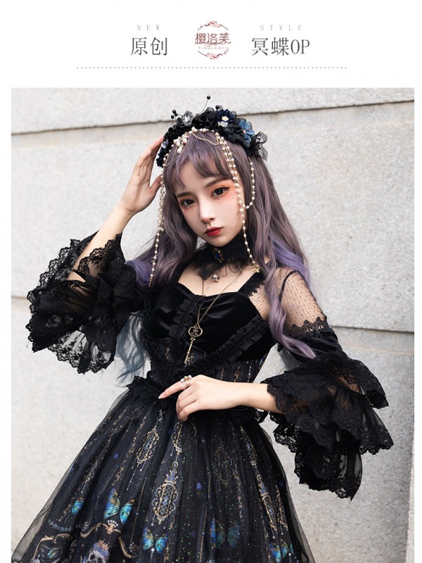 YINGLUOFU - Skull&Butterfly Gothic One-piece YINGLUOFU - Skull&Butterfly Gothic One-piece