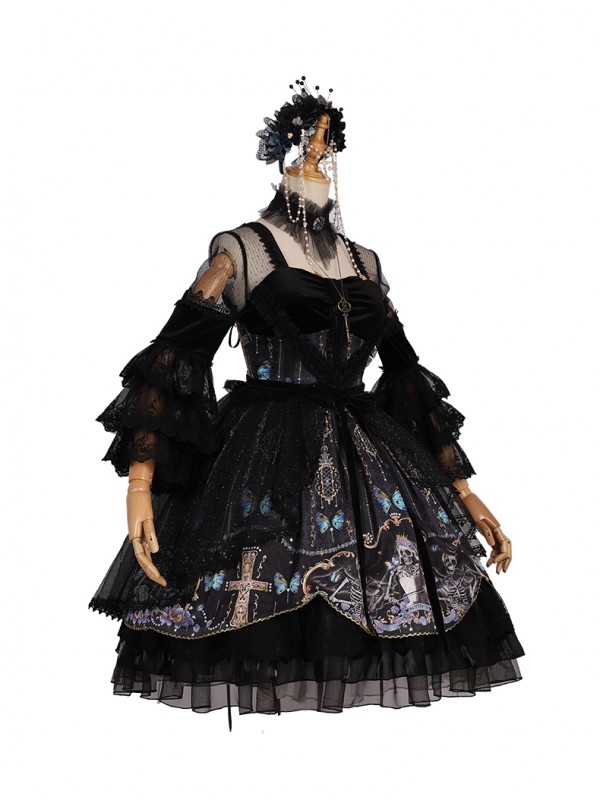 YINGLUOFU - Skull&Butterfly Gothic One-piece YINGLUOFU - Skull&Butterfly Gothic One-piece