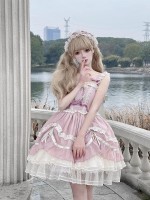 【Floating Dance Music】~Lolita Jumperskirt~Lace Sweet and elegant embroidery Sling skirt 【Floating Dance Music】~Lolita Jumperskirt~Lace Sweet and elegant embroidery Sling skirt