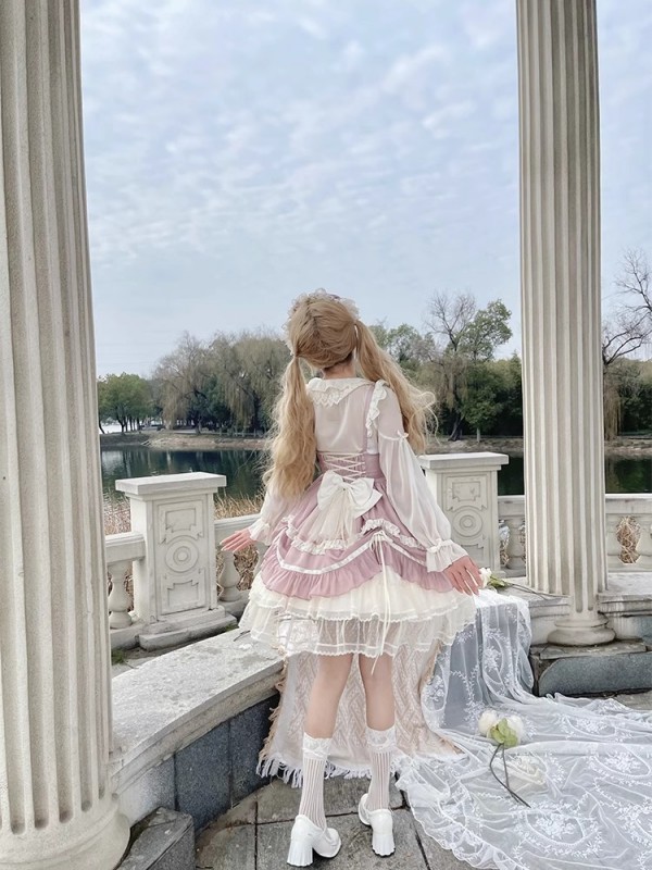 【Floating Dance Music】~Lolita Jumperskirt~Lace Sweet and elegant embroidery Sling skirt 【Floating Dance Music】~Lolita Jumperskirt~Lace Sweet and elegant embroidery Sling skirt