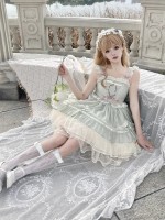 【Floating Dance Music】~Lolita Jumperskirt~Lace Sweet and elegant embroidery Sling skirt 【Floating Dance Music】~Lolita Jumperskirt~Lace Sweet and elegant embroidery Sling skirt