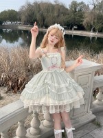 【Floating Dance Music】~Lolita Jumperskirt~Lace Sweet and elegant embroidery Sling skirt 【Floating Dance Music】~Lolita Jumperskirt~Lace Sweet and elegant embroidery Sling skirt