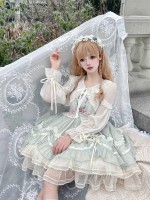 【Floating Dance Music】~Lolita Jumperskirt~Lace Sweet and elegant embroidery Sling skirt 【Floating Dance Music】~Lolita Jumperskirt~Lace Sweet and elegant embroidery Sling skirt