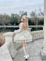 【Floating Dance Music】~Lolita Jumperskirt~Lace Sweet and elegant embroidery Sling skirt 【Floating Dance Music】~Lolita Jumperskirt~Lace Sweet and elegant embroidery Sling skirt