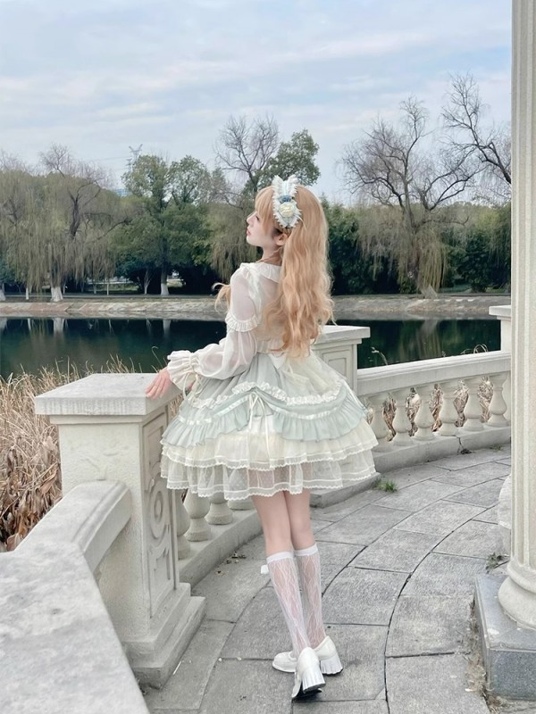 【Floating Dance Music】~Lolita Jumperskirt~Lace Sweet and elegant embroidery Sling skirt 【Floating Dance Music】~Lolita Jumperskirt~Lace Sweet and elegant embroidery Sling skirt
