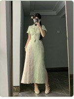 【Frost Moon Night]~Chinese style Improved cheongsam~Combining embroidery and printing~Spring models
