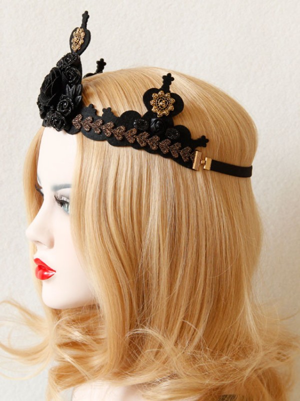 Gothic Black Rose Queen Crown