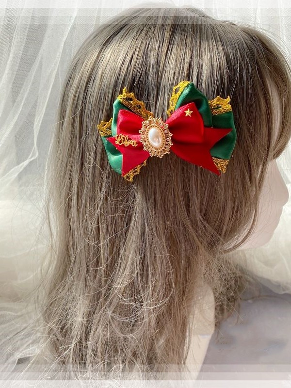 Green Bow Hair Clip with A Artificial Pearl Green Bow Hair Clip with A Artificial Pearl
