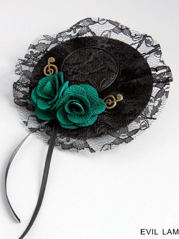 Green Rose Mini Top Hat Brooch Green Rose Mini Top Hat Brooch