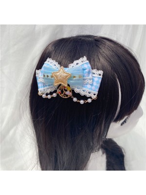 Hair Clip with Star and Faux Pearls Chain