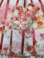 Haunted Night Red and Black Print Nine Tails Fox JSK Lolita Suspender Dress Haunted Night Red and Black Print Nine Tails Fox JSK Lolita Suspender Dress