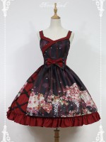 Haunted Night Red and Black Print Nine Tails Fox JSK Lolita Suspender Dress Haunted Night Red and Black Print Nine Tails Fox JSK Lolita Suspender Dress