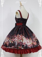 Haunted Night Red and Black Print Nine Tails Fox JSK Lolita Suspender Dress Haunted Night Red and Black Print Nine Tails Fox JSK Lolita Suspender Dress