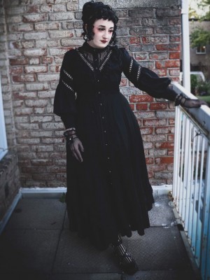 Long-sleeved Shirt Dress Retro Style One-piece 