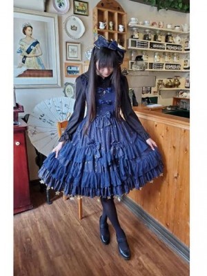 Sweet Retro Chiffon Dress JSK Multi-layered Lolita Jumperskirt