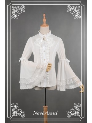 Ice Prism Chiffon Long Trumpet Sleeve Blouse