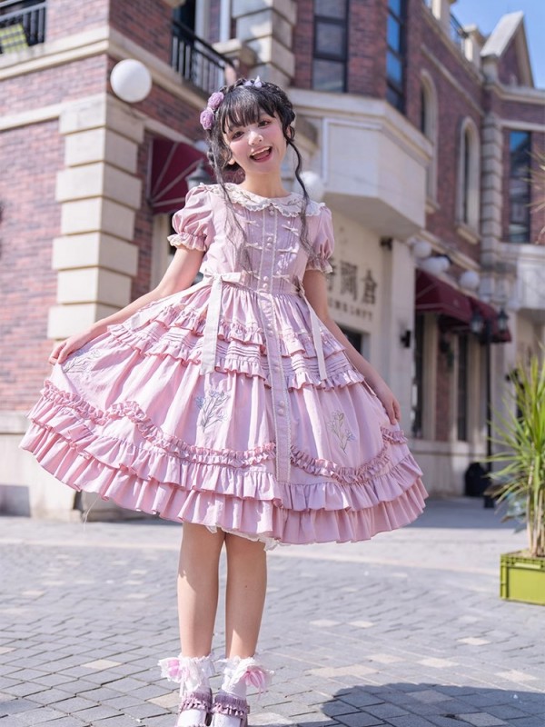 【Iris Poem】~lolita Onepiece~Short sleeve embroidery dress 【Iris Poem】~lolita Onepiece~Short sleeve embroidery dress