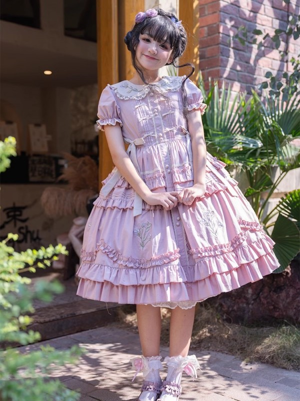 【Iris Poem】~lolita Onepiece~Short sleeve embroidery dress 【Iris Poem】~lolita Onepiece~Short sleeve embroidery dress