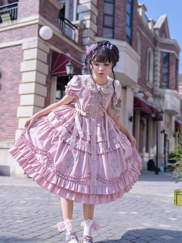 【Iris Poem】~lolita Onepiece~Short sleeve embroidery dress 【Iris Poem】~lolita Onepiece~Short sleeve embroidery dress