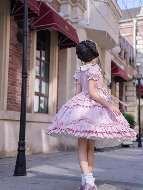 【Iris Poem】~lolita Onepiece~Short sleeve embroidery dress 【Iris Poem】~lolita Onepiece~Short sleeve embroidery dress