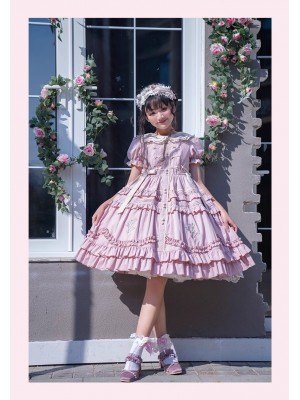【Iris Poem】~lolita Onepiece~Short sleeve embroidery dress
