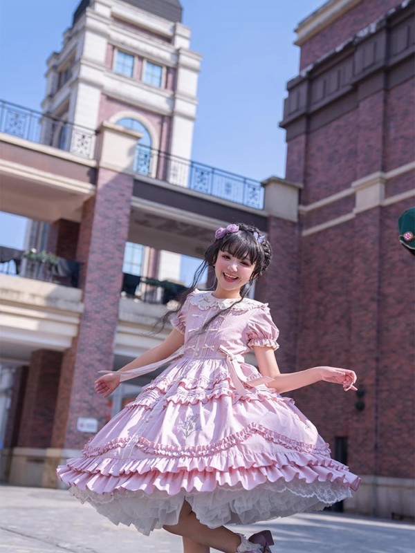 【Iris Poem】~lolita Onepiece~Short sleeve embroidery dress 【Iris Poem】~lolita Onepiece~Short sleeve embroidery dress