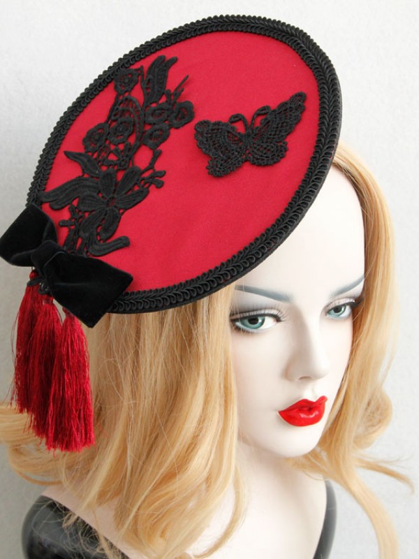 Lace Butterfly Fringe Chinese Style Mini Top Hat Lace Butterfly Fringe Chinese Style Mini Top Hat