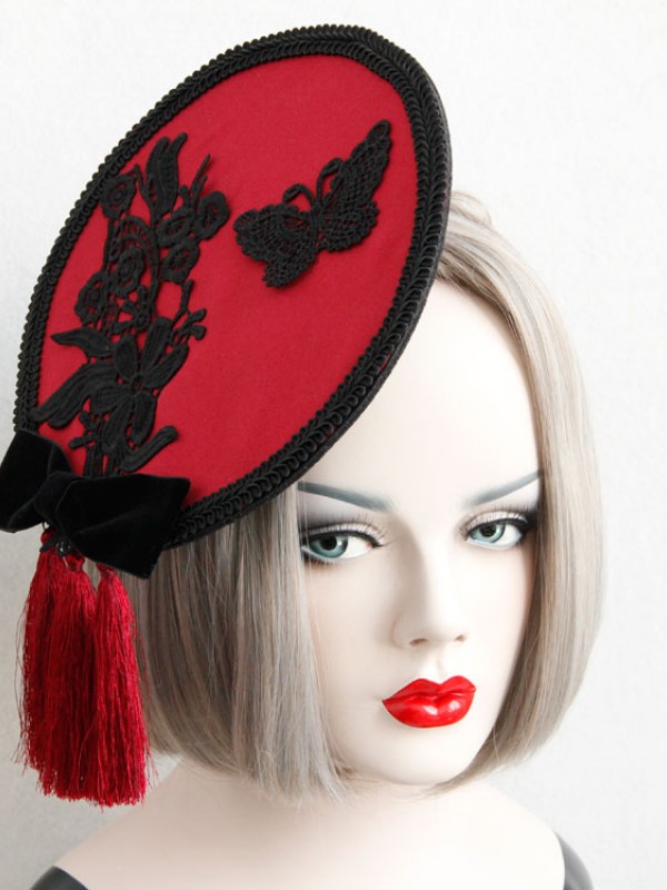Lace Butterfly Fringe Chinese Style Mini Top Hat Lace Butterfly Fringe Chinese Style Mini Top Hat