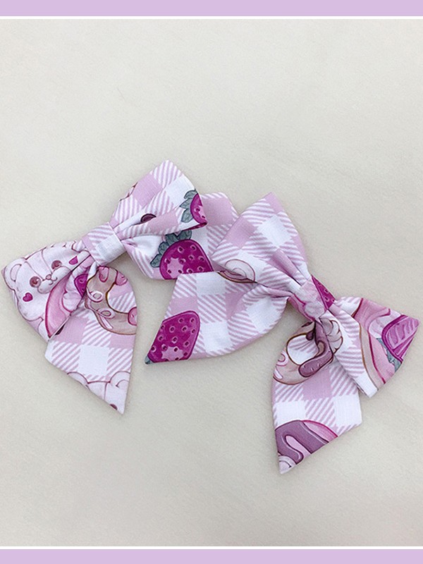 Line Ball Cat - Strawberry Bear Hair Clip Line Ball Cat - Strawberry Bear Hair Clip