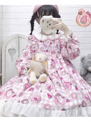 Line Ball Cat - Strawberry Bear One-piece