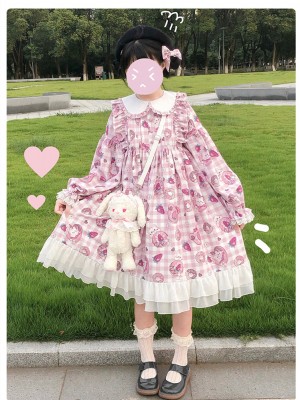 Line Ball Cat - Strawberry Bear One-piece