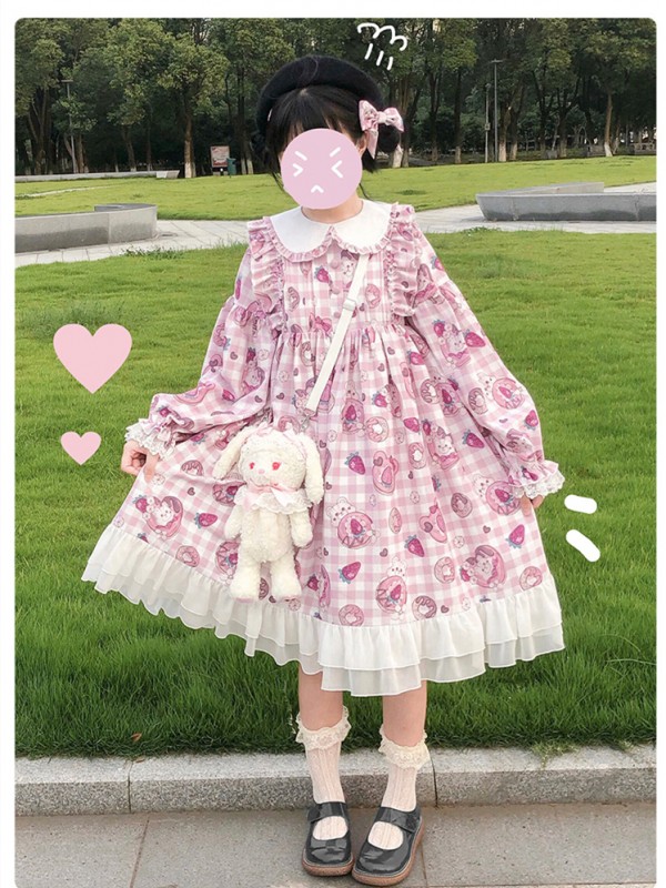 Line Ball Cat - Strawberry Bear One-piece Line Ball Cat - Strawberry Bear One-piece