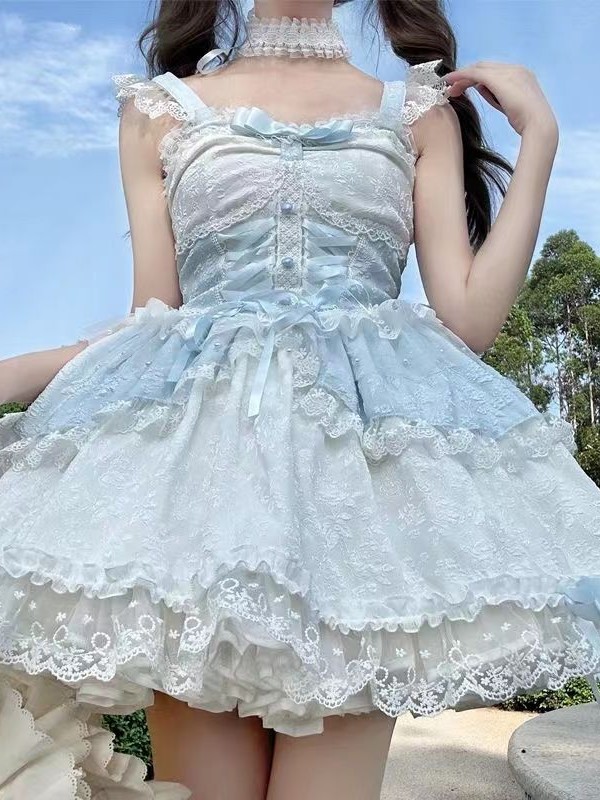 Lolita Ballet Style JSK Sling Three Piece Set blue Lolita Ballet Style JSK Sling Three Piece Set blue