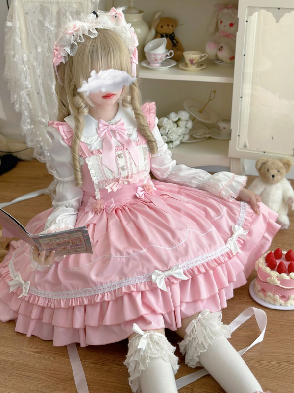 Sweet Cute Pink Lolita Dress JSK Suspender Dress Sweet Cute Pink Lolita Dress JSK Suspender Dress