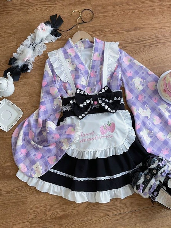 Purple Lolita Dress Japanese Maid Improved Dress Purple Lolita Dress Japanese Maid Improved Dress