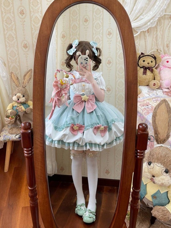 Green Lolita Dress Sweet JSK Suspender Bud Dress Green Lolita Dress Sweet JSK Suspender Bud Dress