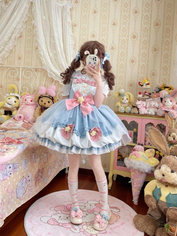 Blue Sweet Lolita Dress JSK Suspender Bud Dress Blue Sweet Lolita Dress JSK Suspender Bud Dress