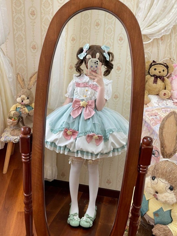 Green Lolita Dress Sweet JSK Suspender Bud Dress Green Lolita Dress Sweet JSK Suspender Bud Dress