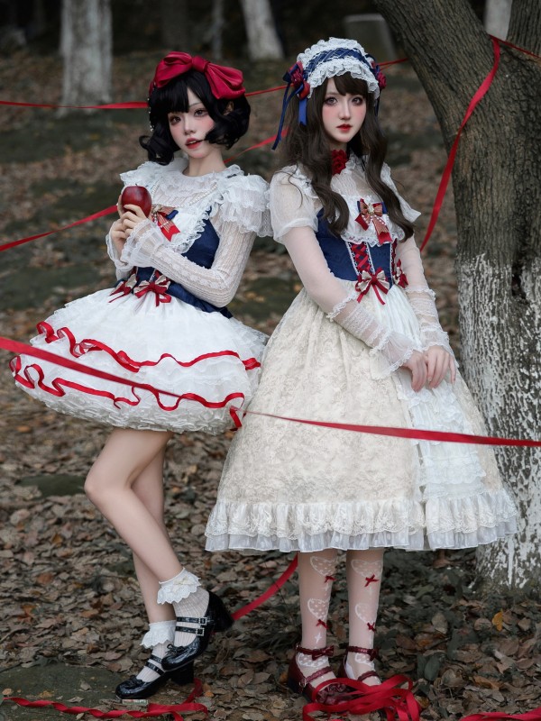 Sweet And Cute Lolita Dress Contrasting colors JSK Suspender Dress Sweet And Cute Lolita Dress Contrasting colors JSK Suspender Dress